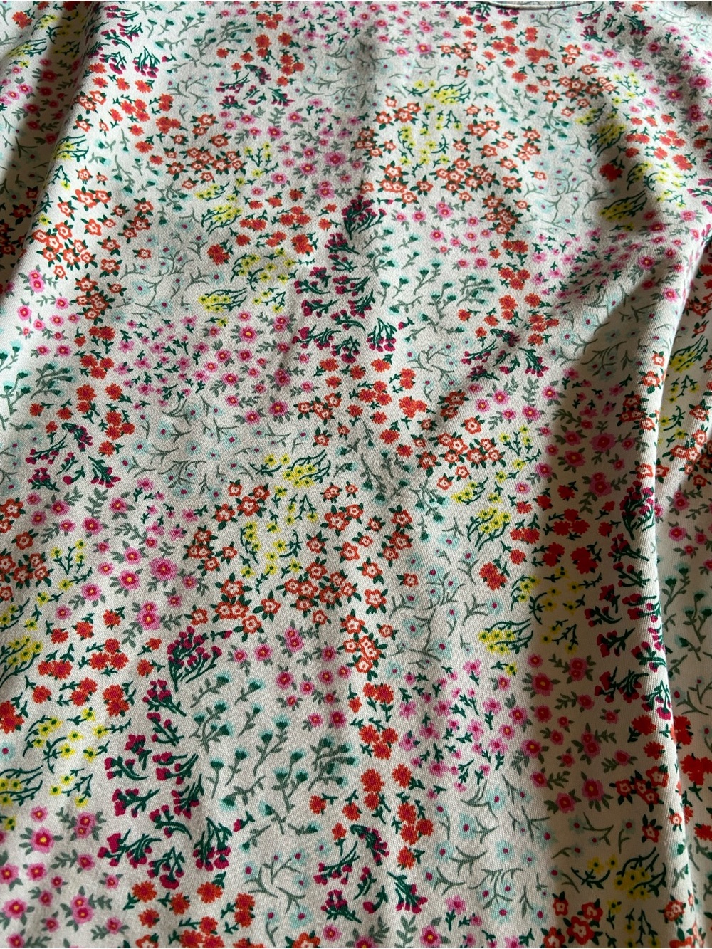 Lands' End Floral Scoop Neck Tank Top - White with Pink, Red, Yellow, Green - Picture 2 of 4